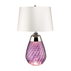 Elstead Lighting / Table Lamps / Lena Small Plum-tinted Glass & Off-White Shade