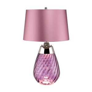 Elstead Lighting / Table Lamps / Lena Small Plum-tinted Glass & Heather Shade