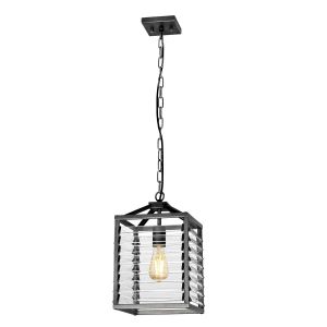 Elstead Lighting / Pendant Lights / Louvre 1 Painted Gunmetal