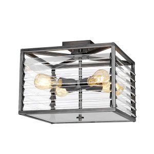 Elstead Lighting / Ceiling Lights / Louvre 4 Flush Painted Gunmetal