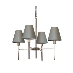 Elstead Lighting / Chandeliers / Lucerne 4 Brushed Nickel & Grey Shades