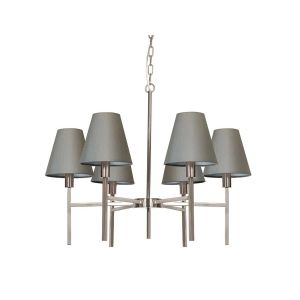 Elstead Lighting / Chandeliers / Lucerne 6 Brushed Nickel & Grey Shades
