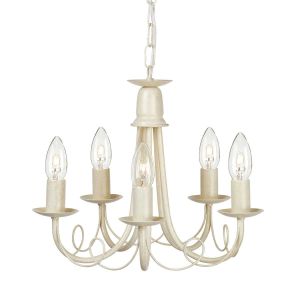 Elstead Lighting / Chandeliers / Minster 5 Ivory & Gold Patina