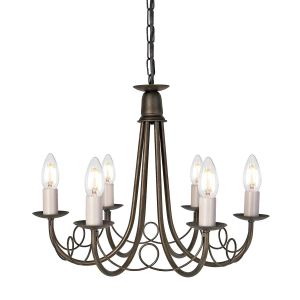 Elstead Lighting / Chandeliers / Minster 6 Black & Gold Patina