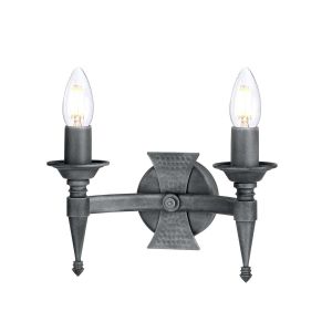 Elstead Lighting / Wall Lights / Saxon 2 Black / Silver Patina