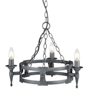 Elstead Lighting / Chandeliers / Saxon 3 Black & Silver Patina