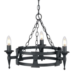 Elstead Lighting / Chandeliers / Saxon 3 Black