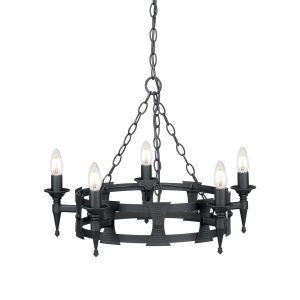 Elstead Lighting / Chandeliers / Saxon 5 Black