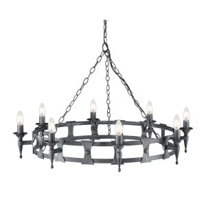 Elstead Lighting / Chandeliers / Saxon 8 Black & Silver Patina