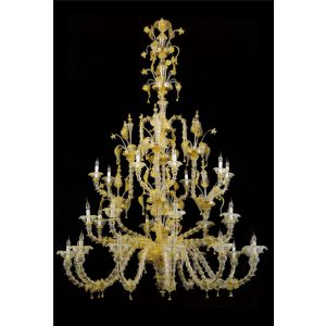 Italian Luxury Lighting / Chandeliers / Venetian Glass Gold 28-Light V6003 028