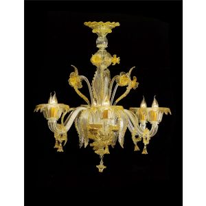 Italian Luxury Lighting / Chandeliers / Venetian Glass Amber 6-Light V6823 006