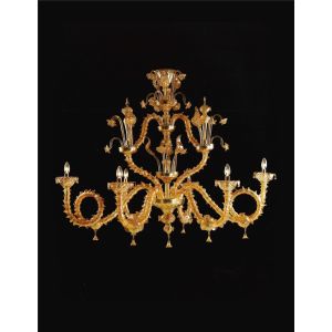 Italian Luxury Lighting / Chandeliers / Venetian Glass Amber 6-Light V7960 006