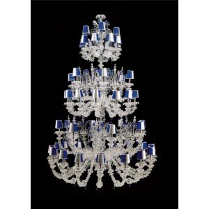 Italian Luxury Lighting / Chandeliers / Venetian Glass  White and Blue 54-Light V8047 054
