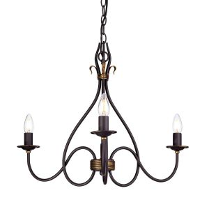 Elstead Lighting / Chandeliers / Windermere 3 Rust & Gold