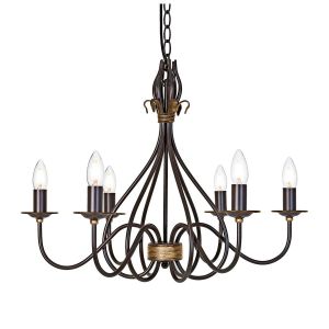 Elstead Lighting / Chandeliers / Windermere 6 Rust & Gold
