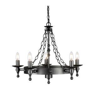 Elstead Lighting / Chandeliers / Warwick 5 Graphite Black