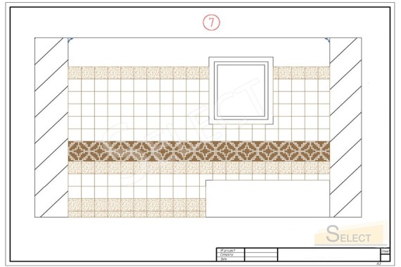 Tile laying pattern with reference to materials