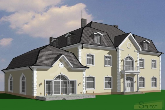Visualization of a cottage before starting construction for a family on vacation right side view